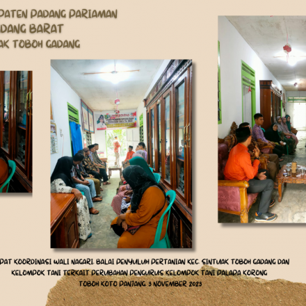 Rapat koordinasi Wali Nagari, BPP kec. Sintuak toboh gadang dan kelompok tani terkait perubahan peng